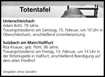 Anzeige von Totentafel vom 12.02.2020 von MGO