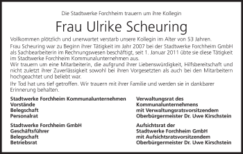 Anzeige von Ulrike Scheuring von MGO