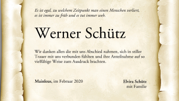 Anzeige von Werner Schütz von MGO