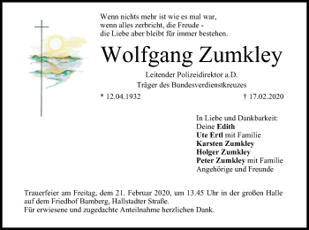 Anzeige von Wolfgang Zumkley von MGO