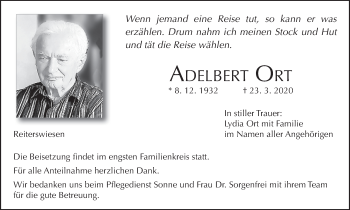Anzeige von Adelbert Ort von MGO