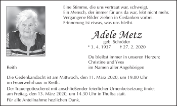 Anzeige von Adele Metz von MGO