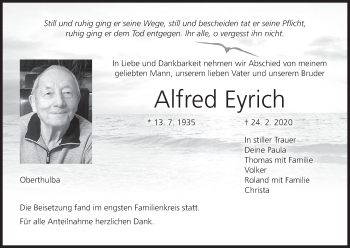 Anzeige von Alfred Eyrich von MGO