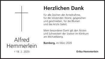 Anzeige von Alfred Hemmerlein von MGO