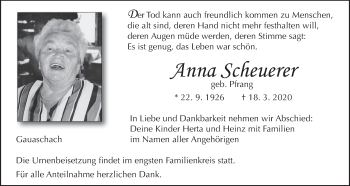Anzeige von Anna Scheuerer von MGO