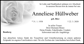 Anzeige von Anneliese Hüllweber von MGO