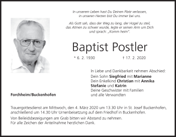 Anzeige von Baptist Postler von MGO