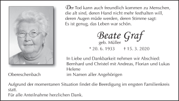 Anzeige von Beate Graf von MGO