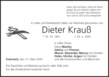 Anzeige von Dieter Krauß von MGO