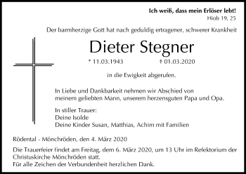Anzeige von Dieter Stegner von MGO
