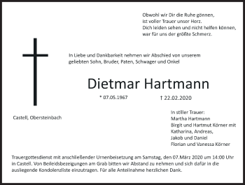 Anzeige von Dietmar Hartmann von MGO