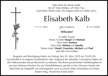 Anzeige von Elisabeth Kalb von MGO