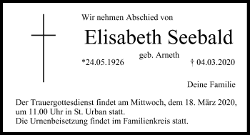 Anzeige von Elisabeth Seebald von MGO