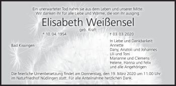 Anzeige von Elisabeth Weißensel von MGO