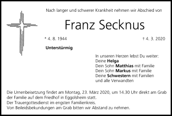 Anzeige von Franz Secknus von MGO