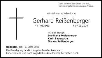 Anzeige von Gerhard Reißenberger von MGO