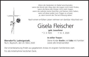 Anzeige von Gisela Fleischer von MGO