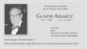 Anzeige von Gunter Adametz von MGO