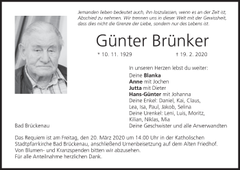 Anzeige von Günter Brünker von MGO