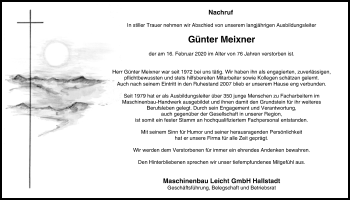 Anzeige von Günter Meixner von MGO