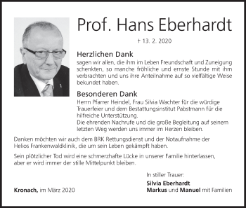 Anzeige von Hans Eberhardt von MGO