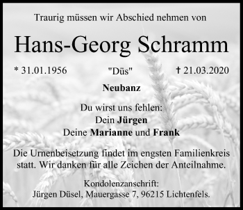 Anzeige von Hans-Georg Schramm von MGO