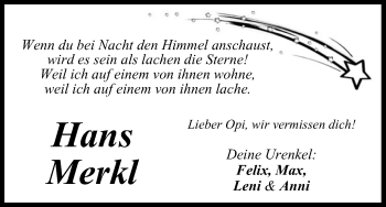 Anzeige von Hans Merkl von MGO