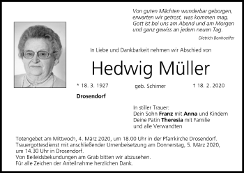 Anzeige von Hedwig Müller von MGO