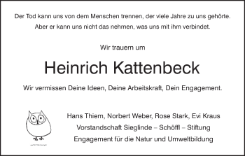 Anzeige von Heinrich Kattenbeck von MGO