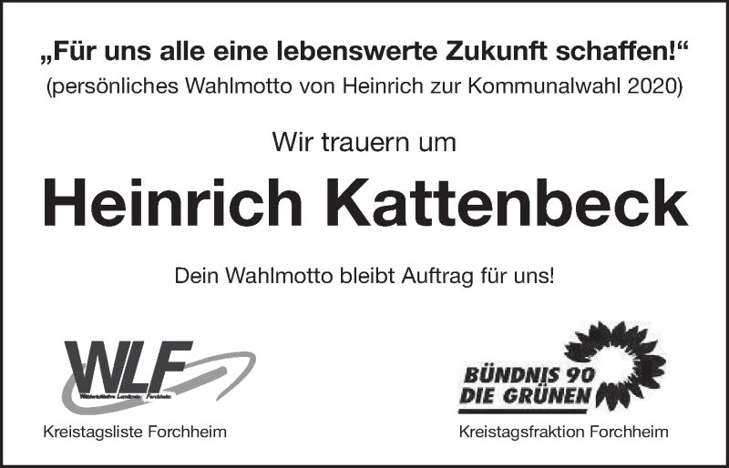  Traueranzeige für Heinrich Kattenbeck vom 29.02.2020 aus MGO