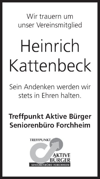 Anzeige von Heinrich Kattenbeck von MGO