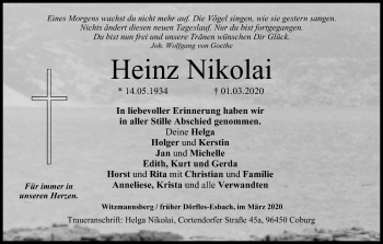 Anzeige von Heinz Nikolai von MGO