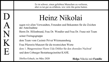 Anzeige von Heinz Nikolai von MGO