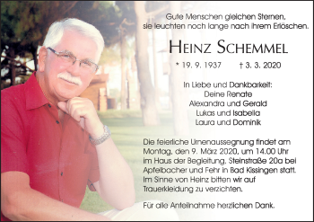 Anzeige von Heinz Schemmel von MGO