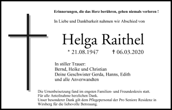 Anzeige von Helga Raithel von MGO