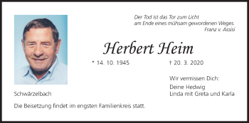 Anzeige von Herbert Heim von MGO