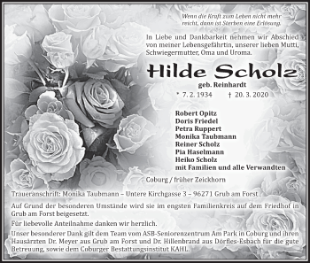 Anzeige von Hilde Scholz von MGO