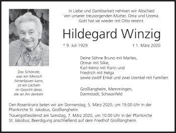 Anzeige von Hildegard Winzig von MGO
