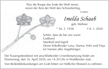 Anzeige von Imelda Schaab von MGO
