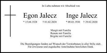 Anzeige von Inge Jalecz von MGO
