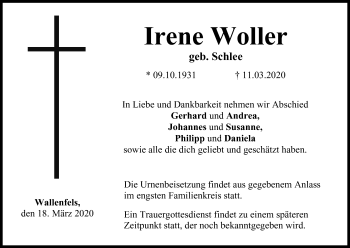 Anzeige von Irene Woller von MGO