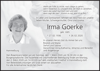Anzeige von Irma Goerke von MGO