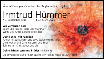 Anzeige von Irmtrud Hümmer von MGO