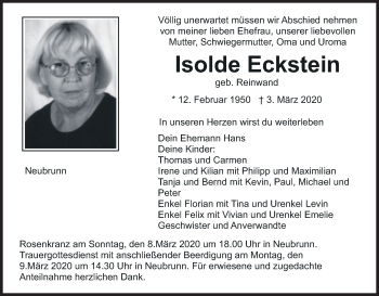 Anzeige von Isolde Eckstein von MGO