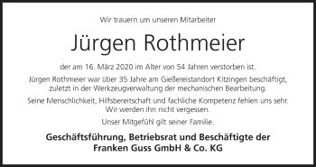 Anzeige von Jürgen Rothmeier von MGO
