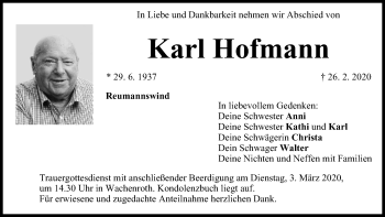 Anzeige von Karl Hofmann von MGO