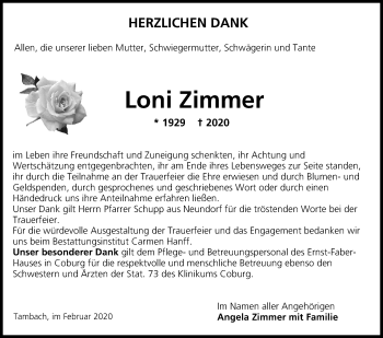 Anzeige von Loni Zimmer von MGO