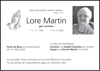 Anzeige von Lore Martin von MGO