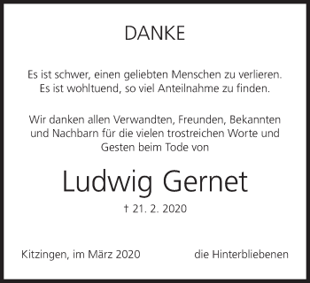 Anzeige von Ludwig Gernet von MGO