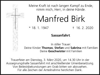 Anzeige von Manfred Birk von MGO